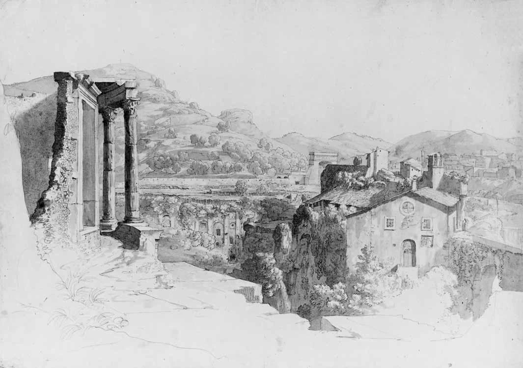 Luigi Basiletti-38-veduta della valle dell'Aniene con il tempio della Sibilla dalla Locanda della Sibilla